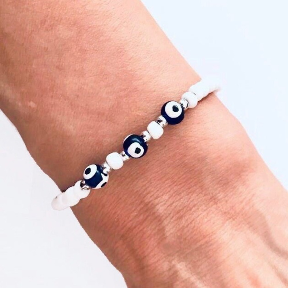 White Evil Eye Bracelet